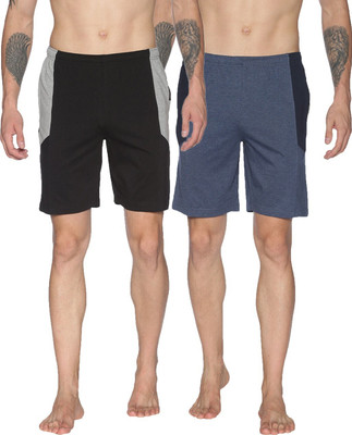 Dollar Color Block Men Black, Blue Regular Shorts