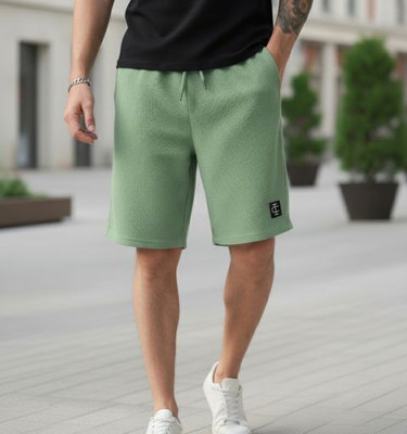 INDICLUB Self Design Men Light Green Regular Shorts