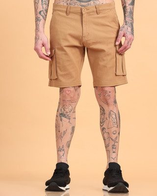 Silisoul Solid Men Beige Cargo Shorts