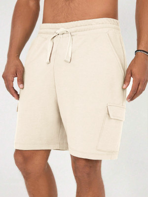 NOBERO Solid Men White Cargo Shorts