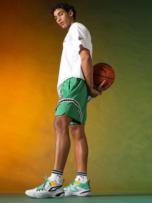 PUMA Color Block Men Green Sports Shorts