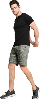 Dig Sel COTTONS Self Design Men Green Basic Shorts