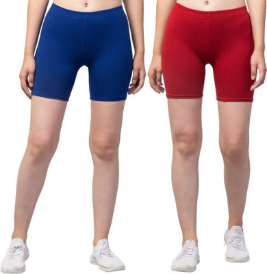 HiRRuX Solid Women Dark Blue, Maroon Regular Shorts, Night Shorts, Basic Shorts, Casual Shorts