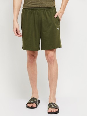 max Solid Men Green Sports Shorts