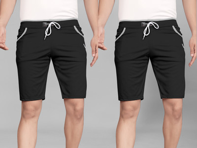 DARSHAN CREATION Solid Men Black Sports Shorts