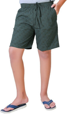 Chillax Self Design Men Green Bermuda Shorts