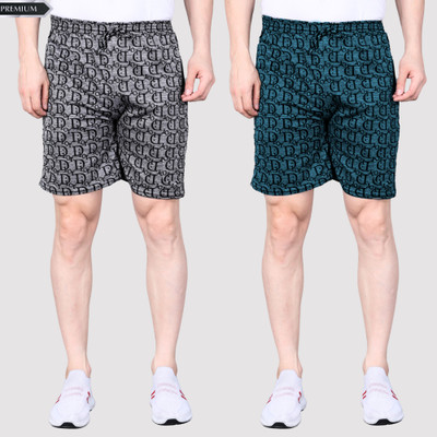 RK Costing Printed Men Blue, Grey Regular Shorts
