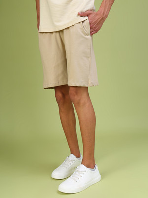 LIMEROAD Solid Men Beige Regular Shorts