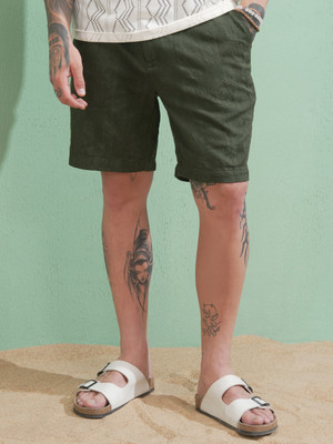 HIGHLANDER Self Design Men Black Regular Shorts