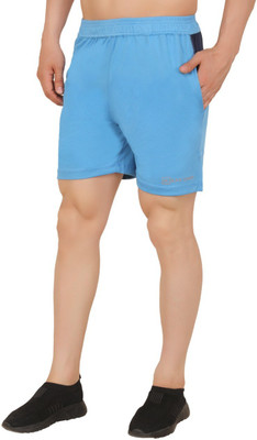 Black Lemon Color Block Men Light Blue Regular Shorts