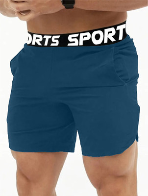 Lripsome Solid Men Blue Sports Shorts
