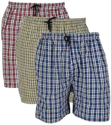 Kashid Enterprise Checkered Men Red, Yellow, Blue Regular Shorts
