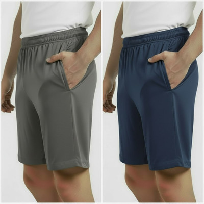 UTHIRA Solid Men Black, Dark Blue Regular Shorts