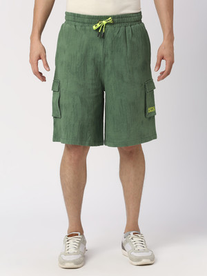 BEING HUMAN Solid Men Green Basic Shorts
