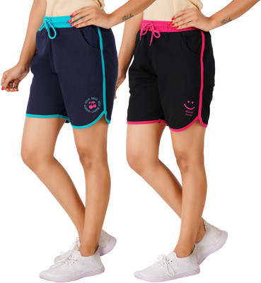SOUTHTREE Solid Women Blue, Black Regular Shorts