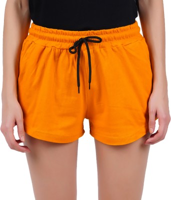 jocker Solid Women Yellow Casual Shorts