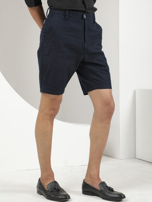 RARE RABBIT Solid Men Dark Blue Regular Shorts