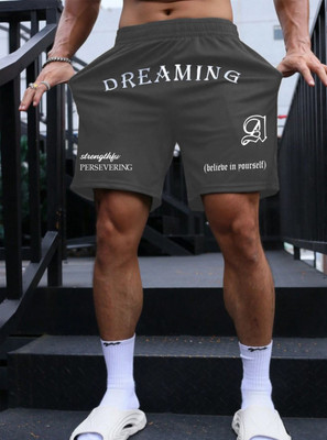 LOTHRIC Printed Men Grey Sports Shorts