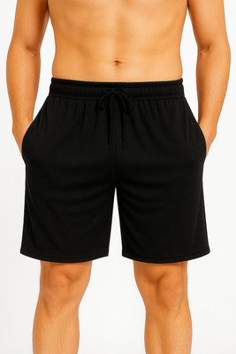 Aithik Fashion Solid Men Black Regular Shorts