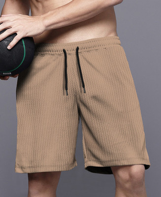 TRIPR Solid Men Beige Regular Shorts