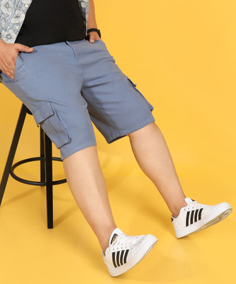 Instafab Plus Self Design Men Blue Cargo Shorts