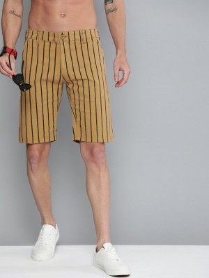 HERE&NOW Striped Men Khaki Regular Shorts