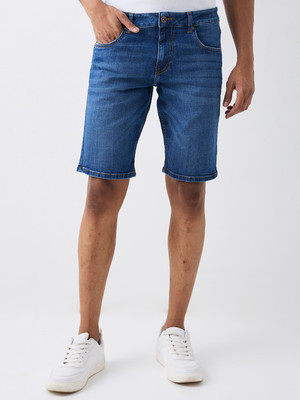 Spykar Solid Men Blue Casual Shorts