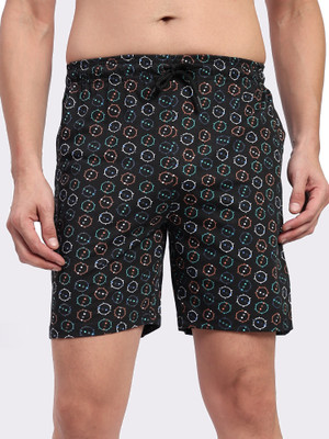 TT Printed Men Black Basic Shorts
