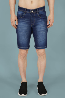 NIVASU Dyed/Washed Men Dark Blue Denim Shorts