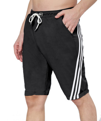Mehrang Striped Men Black Running Shorts
