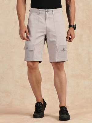 Thomas Scott Solid Men Grey Cargo Shorts