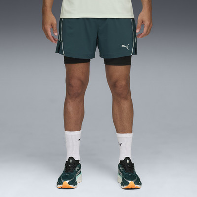 PUMA Striped Men Green Sports Shorts