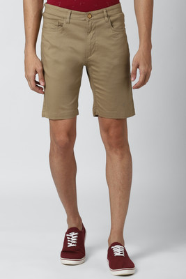 PETER ENGLAND Solid Men Khaki Regular Shorts