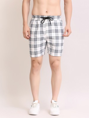 CLUBWIN Checkered Men Reversible White Regular Shorts