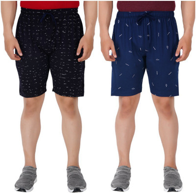 Guide Printed Men Dark Blue, Blue Bermuda Shorts
