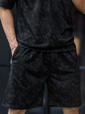 Jump Cuts Dyed/Washed Men Black Regular Shorts