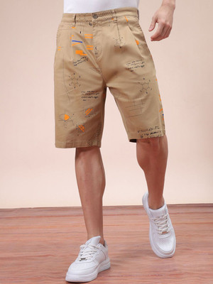 The Indian Garage Co. Printed Men Beige Casual Shorts