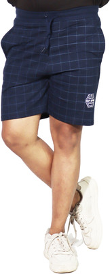 EXPOLO Checkered Men Blue Bermuda Shorts