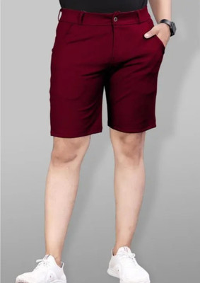 DEEDAT Solid Men Maroon Casual Shorts