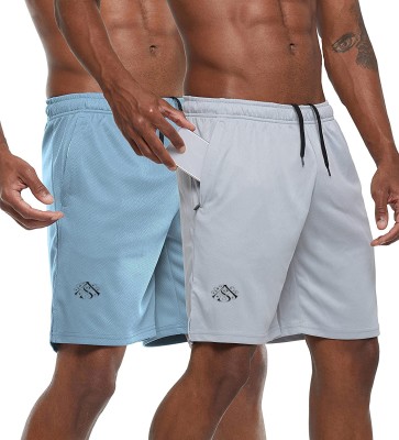 Zonecart Solid Men Light Blue, Grey Sports Shorts, Gym Shorts, Casual Shorts