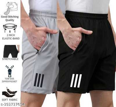 Denlike Men Black, Grey Basic Shorts