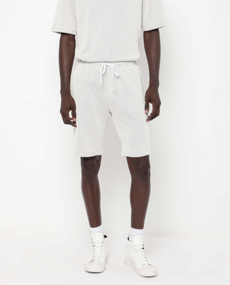 RARE RABBIT Striped Men Grey Regular Shorts