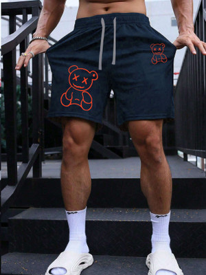 Manlino Graphic Print Men Dark Blue Basic Shorts