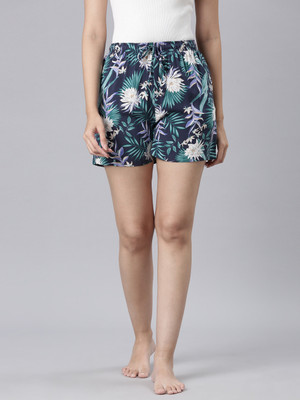 GO COLORS Printed Women Dark Blue Night Shorts