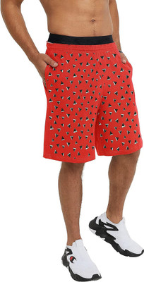 HOTFITS Graphic Print Men Red Basic Shorts