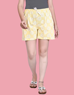 CUSHEE Printed Women Yellow Regular Shorts
