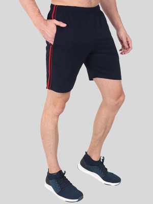 Zeffit Solid Men Dark Blue Sports Shorts