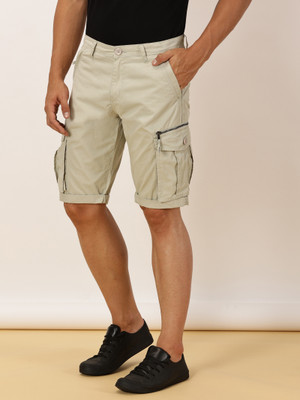 bEEVEE Solid Men Beige Cargo Shorts