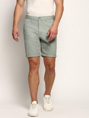 Showoff Solid Men Light Green Casual Shorts