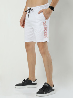 ARDEUR Self Design Men White Basic Shorts